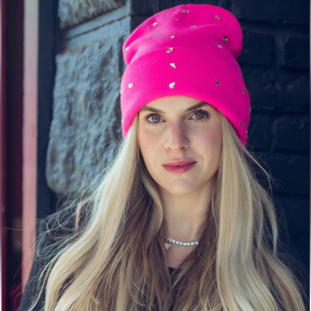 Tal New York : Hot Pink Crystal Beanie | NWT